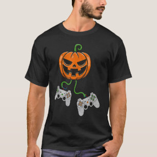 T-shirt Contrôleur de jeu vidéo Halloween Citrouille Gamer