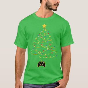 T-shirt Contrôleur de jeu vidéo Jeu de Noël Arbre lumières