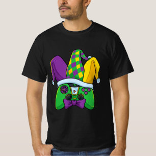 T-shirt Contrôleur de jeu vidéo Mardi Gras Jester Casquett