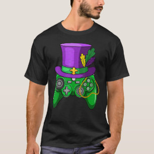 T-shirt Contrôleur de jeu vidéo Mardi Gras Jester Casquett