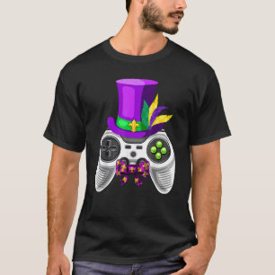 T-shirt Contrôleur de jeu vidéo Mardi Gras Jester Casquett