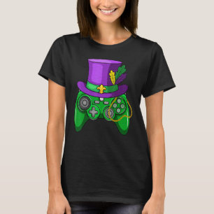 T-shirt Contrôleur de jeu vidéo Mardi Gras Jester Casquett