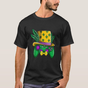 T-shirt Contrôleur de jeu vidéo Mardi Gras Jester Casquett
