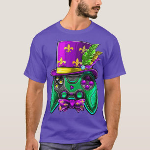 T-shirt Contrôleur de jeu vidéo Mardi Gras Jester Casquett
