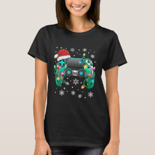 T-shirt Contrôleur de jeu vidéo Noël Santa Hat Gamer Bo