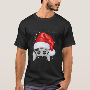 T-shirt Contrôleur de jeu vidéo Noël Santa Hat Gamer Lo