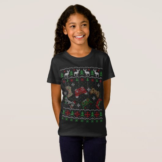 T-Shirt Contrôleur de jeu vidéo Père Noël Elf Ugly Christm (Devant entier)
