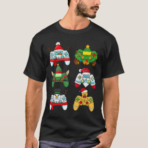 T-shirt Contrôleur de jeu vidéo Santa Hat Gamer Boys Xmas