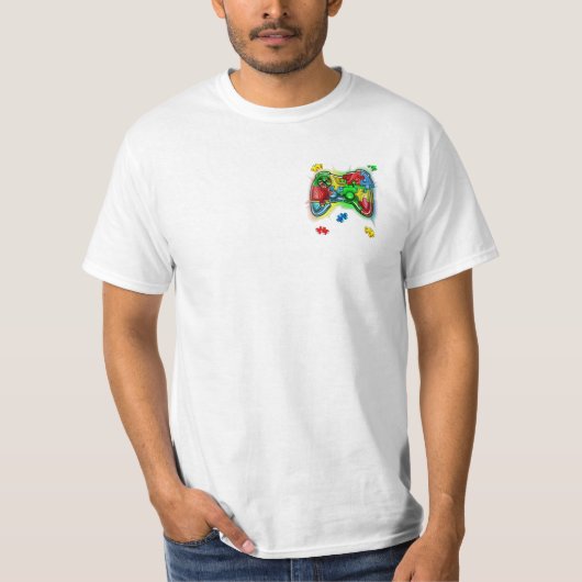 T-shirt Contrôleur de jeu vidéo sensibilisation sur l'auti (Devant)