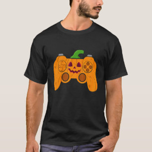 T-shirt Contrôleur de jeux vidéo d'Halloween With Pumkin F