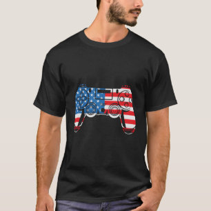 T-shirt Contrôleur de jeux vidéo Quatrième 4 juillet améri
