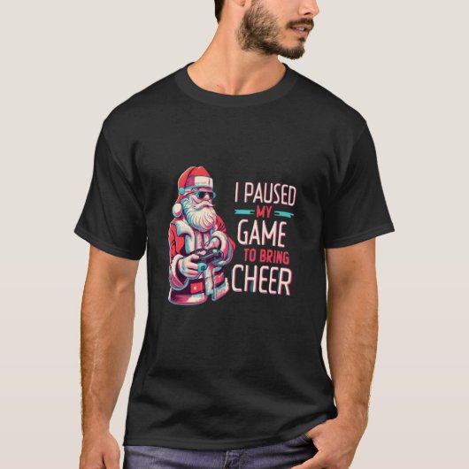 T-shirt Contrôleur Jeu Vidéo Père Noël de Noël Interrompu (Devant)