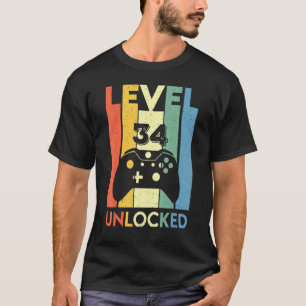 T-shirt Contrôleur Retro Jeux Vidéo Vintages Niveau 34 Unl