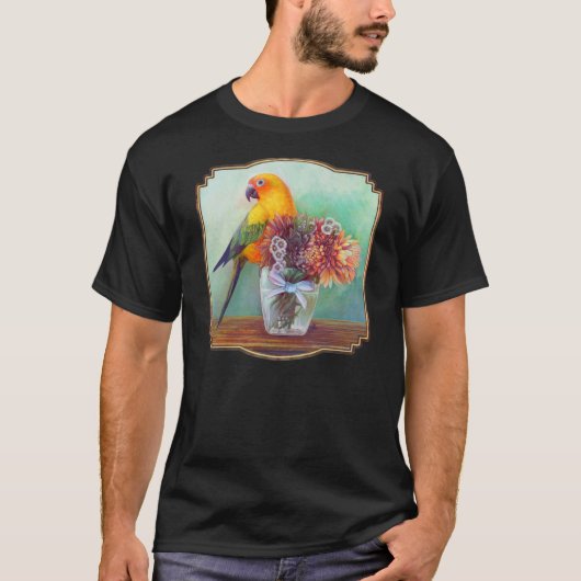 T-shirt Conure et fleurs de Sun (Devant)