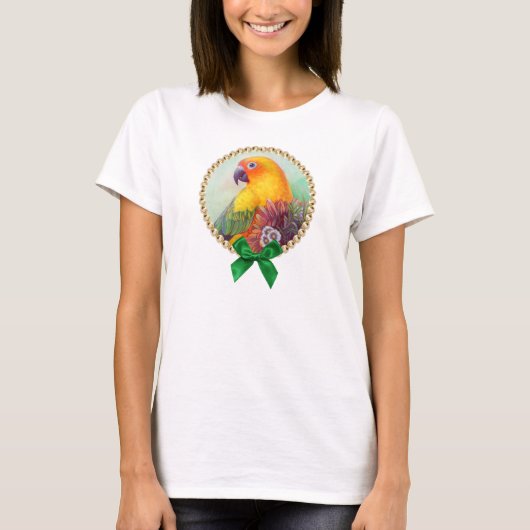 T-shirt Conure et fleurs de Sun (Devant)