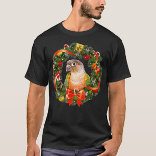 T-shirt Conure Perruche à joue verte Couronne de Noël