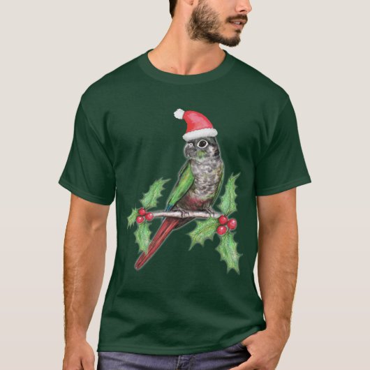 T-shirt Conure verte de Noël (Devant)