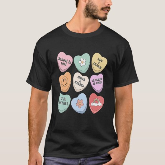 T-shirt Conversation Hearts Groovy Valentines Day Cute Tea (Devant)