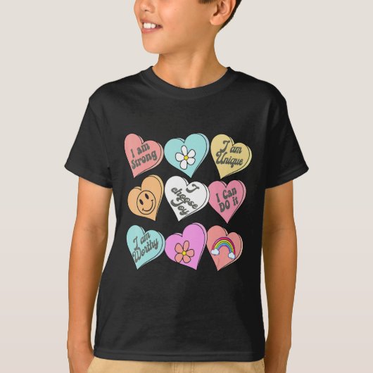 T-shirt Conversation Hearts Groovy Valentines Day Cute Tea (Devant)