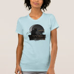 T-shirt Conversation Noir Chanukah avec Menorah<br><div class="desc">Une silhouette du chat noir de Théophile Steinlen pour le club Le Conversation Noir dans un cadre moderne pour Chanukah avec le chat noir avec une menorah éclairée et une lune en déclin.</div>