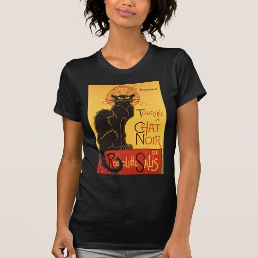 T-shirt Conversation Noir - Chat noir (Devant)