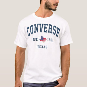 T-shirt Converse Texas Tx État Vintage Usa Drapeau Athléti