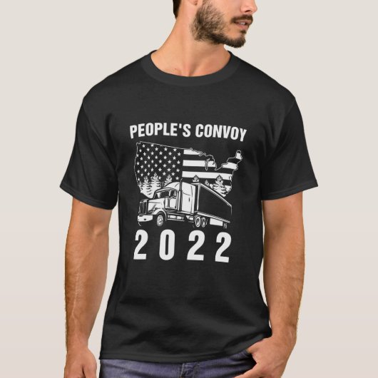T-shirt Convoi du peuple 2022 I Support Truckers American  (Devant)