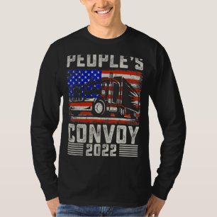 T-shirt Convoi du peuple 2022 Support Truckers American Fl