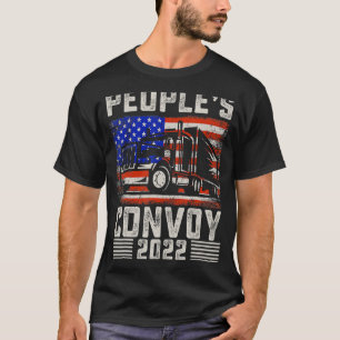 T-shirt Convoi du peuple 2022 Support Truckers American Fl