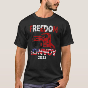 T-shirt Convoi Liberté 2022 Truckers Canadian American Fla