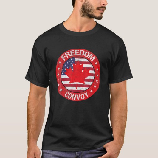 T-shirt Convoi pour la liberté du drapeau du Canada 2022 T (Devant)