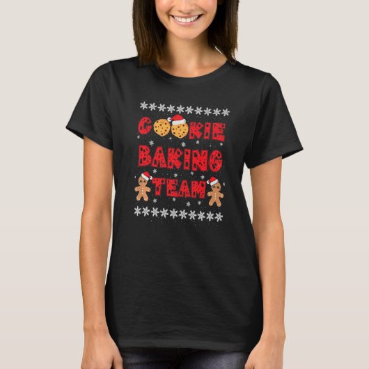 T-shirt Cookie Baking Team Gingerbread Men With Xmas Hats  (Devant)