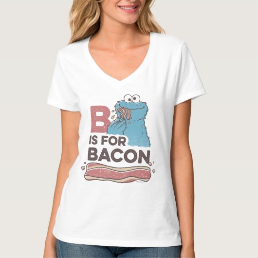 T-shirt Cookie Monster | B est pour Bacon (Devant)