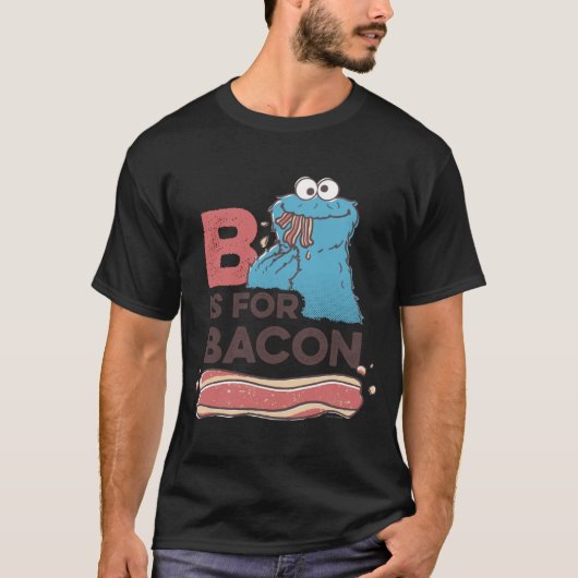 T-shirt Cookie Monster B Is For Bacon  (Devant)