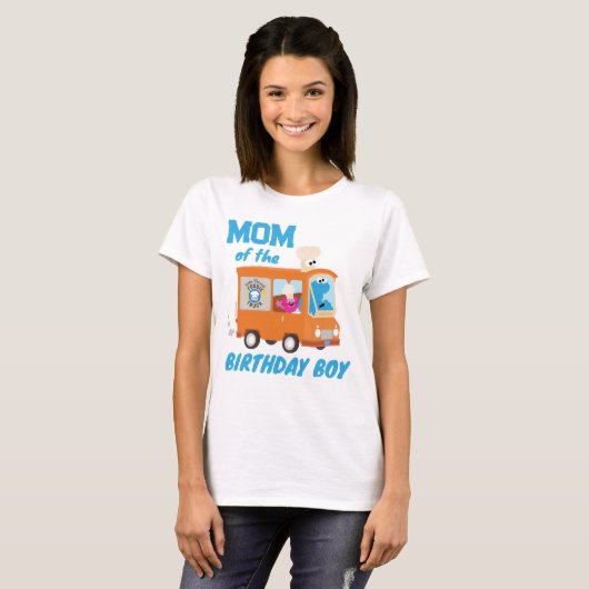 T-shirt Cookie Monster Food Truck Maman of the Birthday Bo (Devant entier)