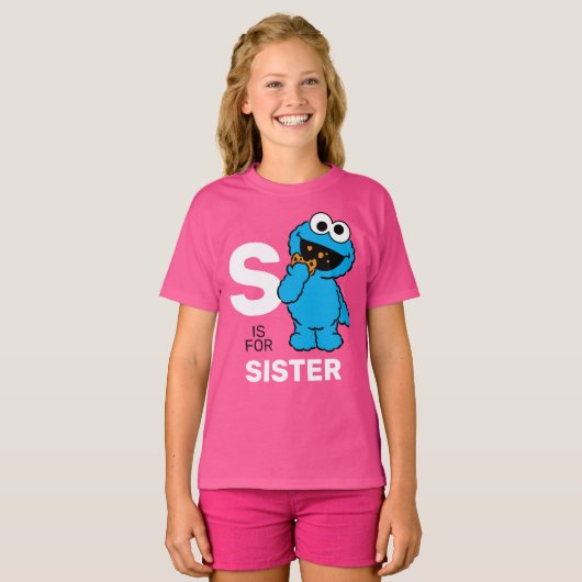 T-shirt Cookie Monster | S est pour soeur (Devant entier)