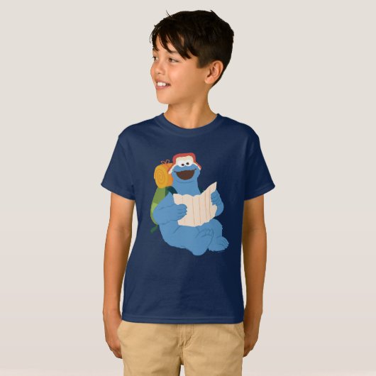 T-shirt Cookies Monster Lire Une Carte (Devant entier)