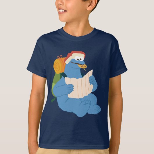 T-shirt Cookies Monster Lire Une Carte (Devant)