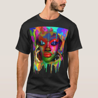 T-shirt Cool Africaine femme Afro couleur visage peint
