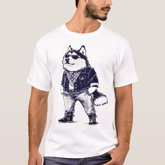 T-shirt Cool Alaskan Malamute Rapper HIP HOP (Devant)
