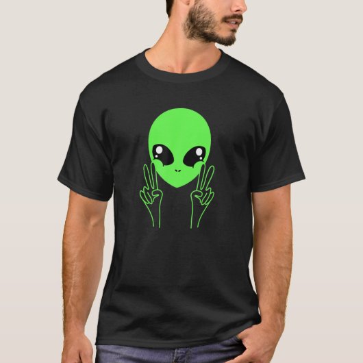 T-shirt Cool Alien Buddy Peace Sign Funny Alien Ufos (Devant)