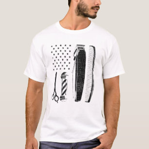 T-shirt Cool American Barber For Men Usa Hair Cutting 1