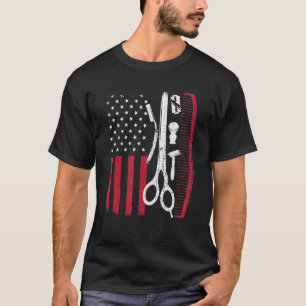 T-shirt Cool American Barber For Men Usa Hair Cutting 4