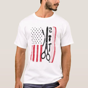 T-shirt Cool American Barber For Men Usa Hair Cutting 4