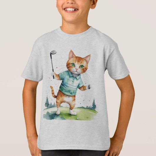 T-shirt Cool amusant Chat Golfer Golfing Humour animal (Devant)