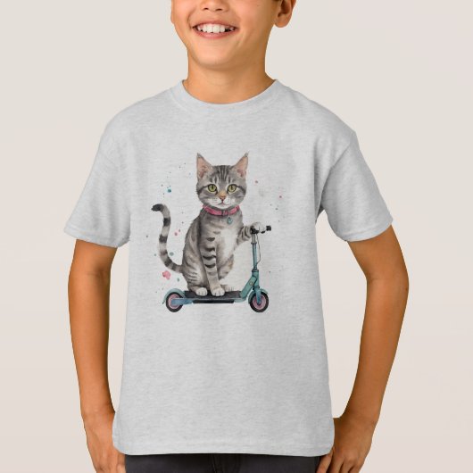 T-shirt Cool amusant Chat Kick Scooter Humour animal (Devant)