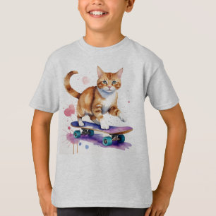 T-shirt Cool amusant Chat Skateboard Humour animal