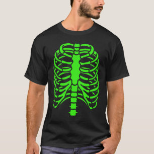 T-shirt Cool amusant Green Skeleton Rib Cage Halloween