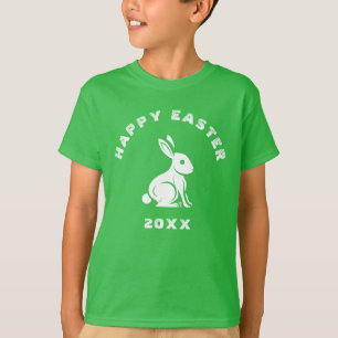 T-shirt Cool Amusant Vert Et Blanc Joyeux Lapin De Pâques 