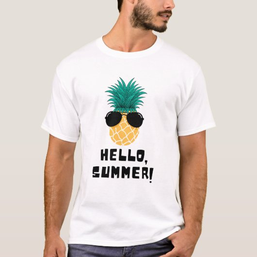 T-shirt Cool Ananas Bonjour Art d'été (Devant)